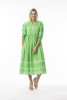 Embroidered Essentials Dress Elbow Sleeve Midi Green