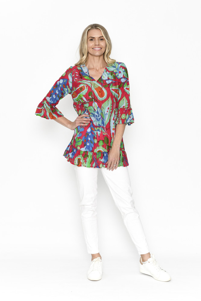 Emma Top BrtLeaves Pink