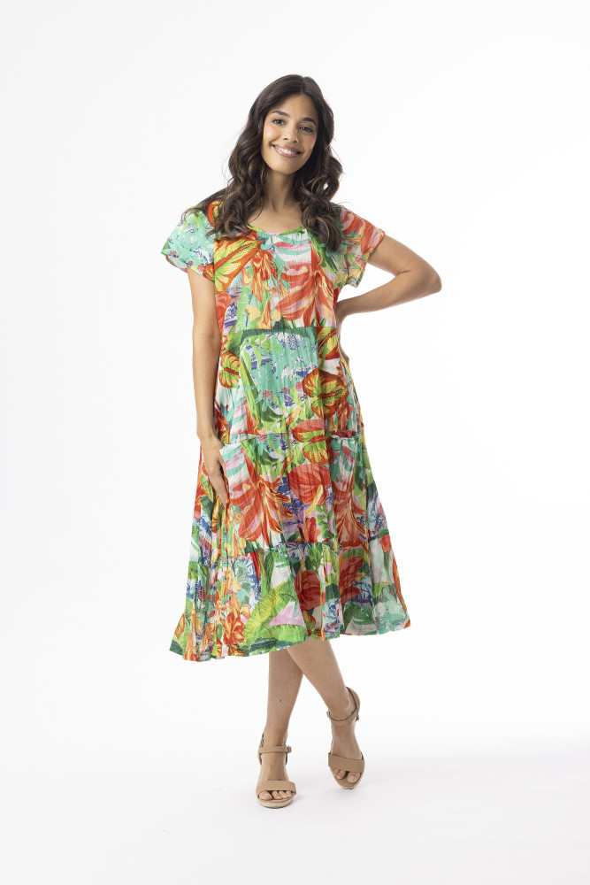 Equador Dress Layers Short Sleeve Print