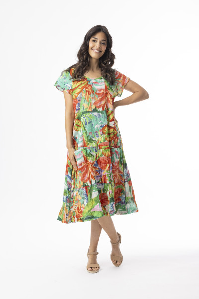 Equador Dress Layers Short Sleeve Print