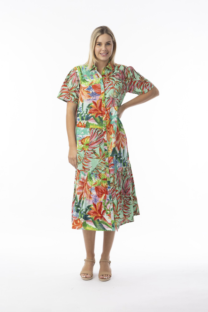 Equador Dress Patch Collar Print