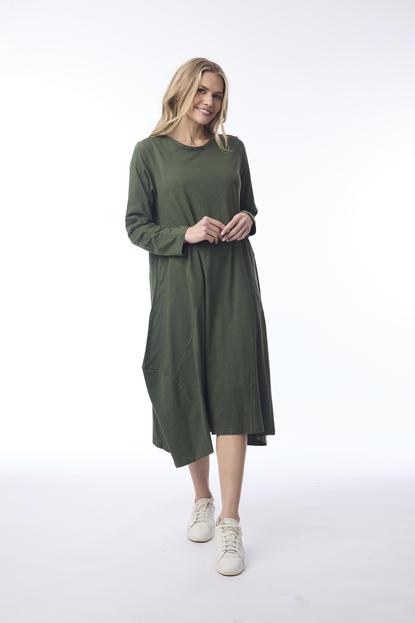 Essential Knit Bubble Dress Military