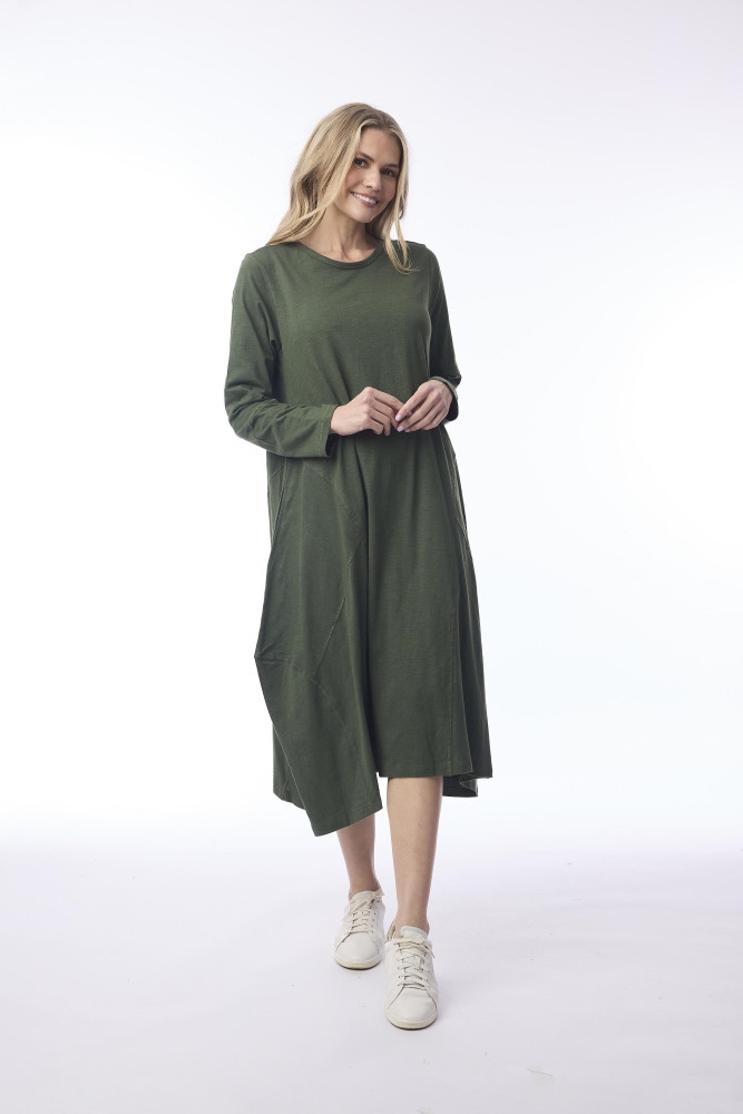 Essential Knit Bubble Dress Military