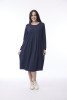 Essential Knit Dress Pleated Yoke Navy