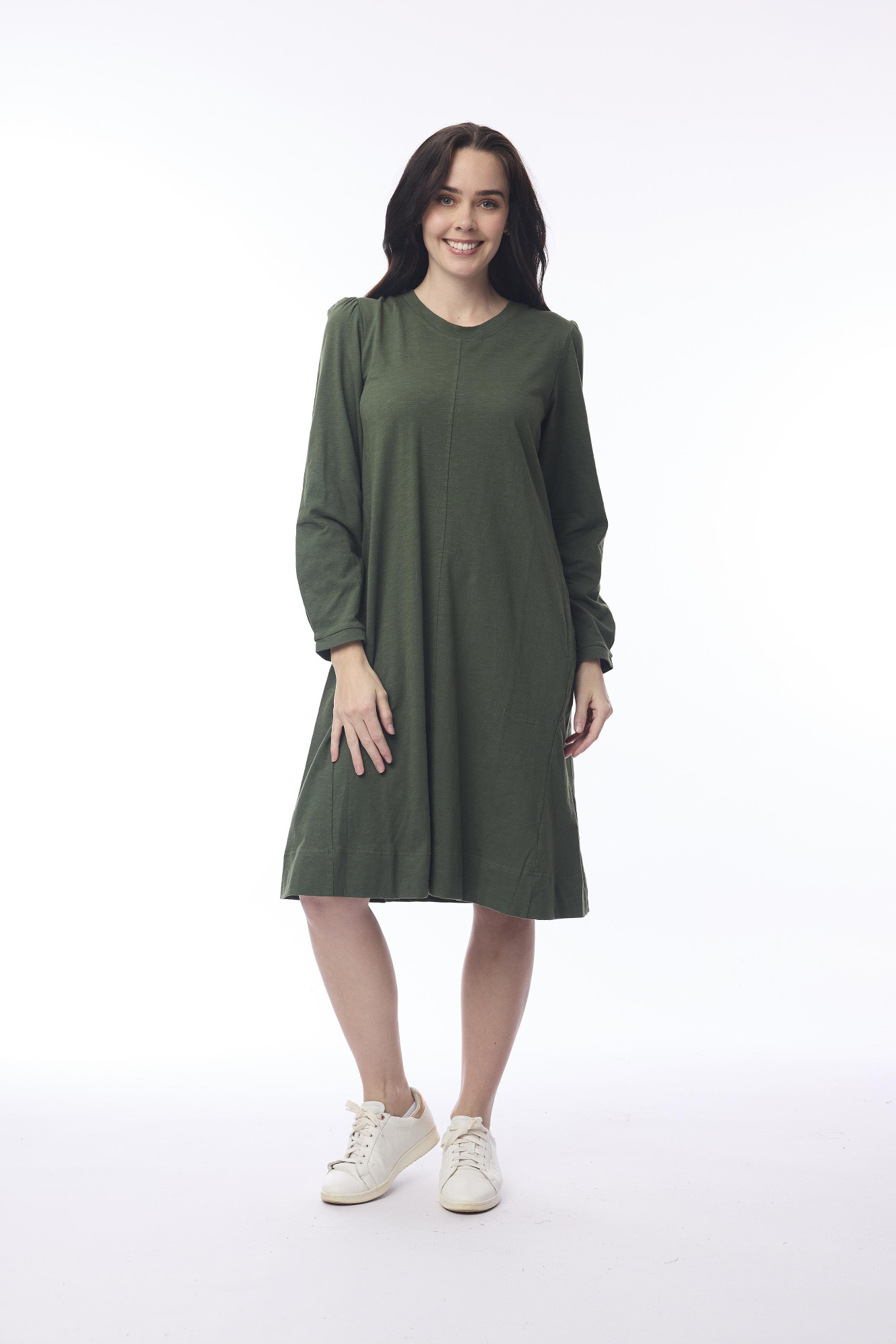 Essential Knit Shift Dress Military