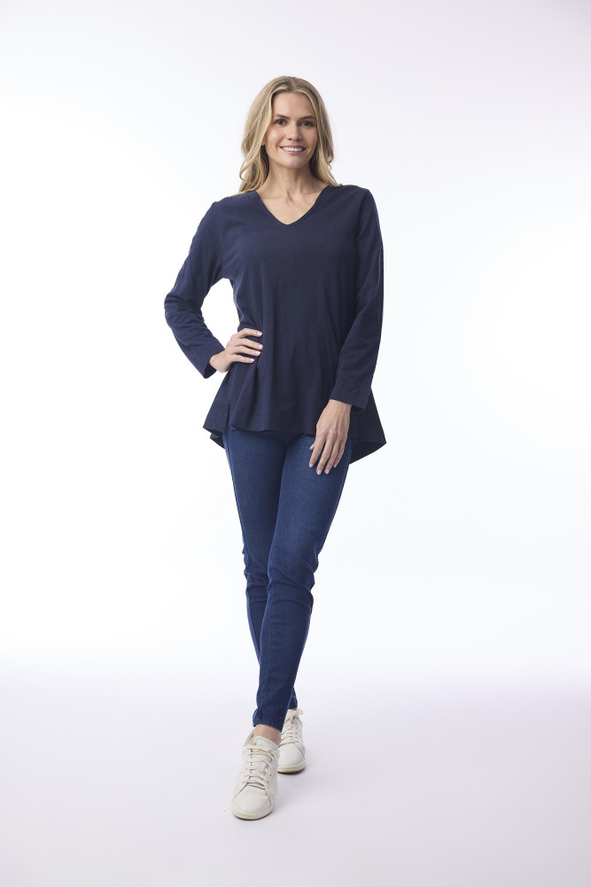 Essential Knit Top V Navy