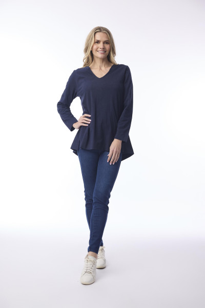 Essential Knit Top V Navy