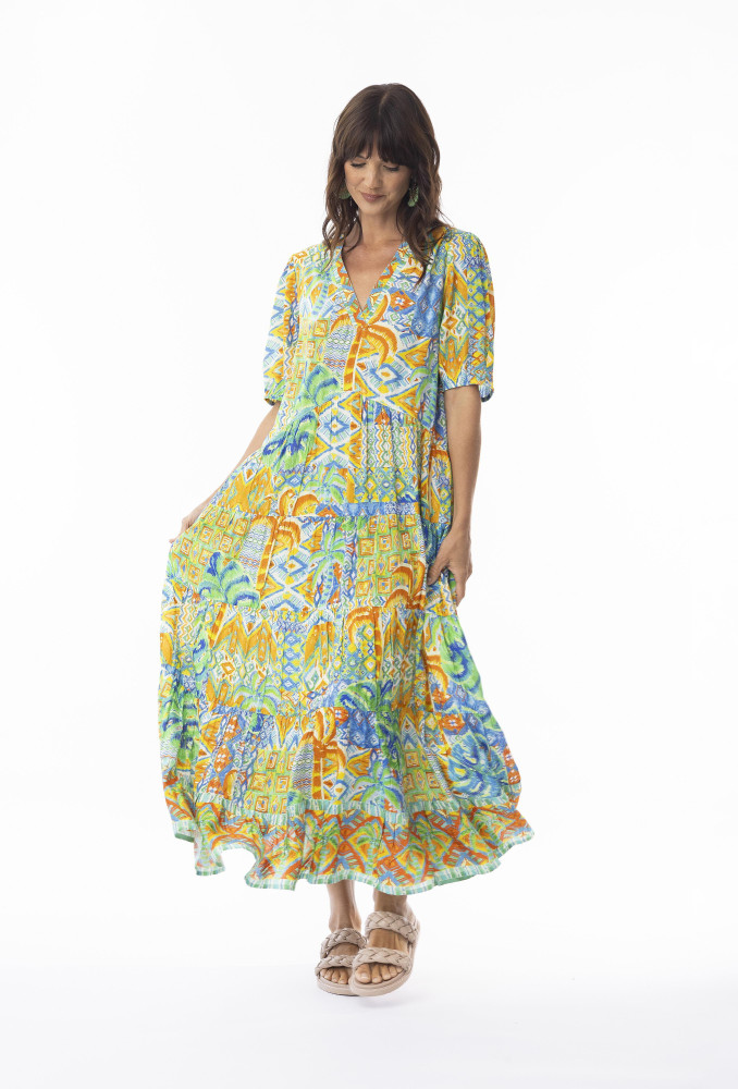 Fiorella Dress Layers V Long Print