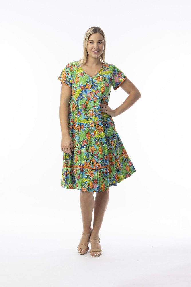 Fortaleza Dress Buttonthrough Short Sleeve Print