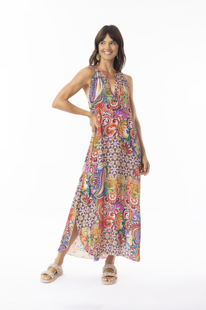 Francesca Dress Round Neckline Sleeveless Print