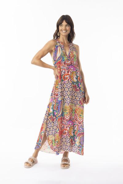 Francesca Dress Round Neckline Sleeveless Print