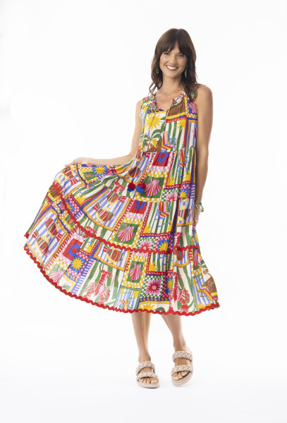 Gia Dress Layered Sleeveless Midi Print