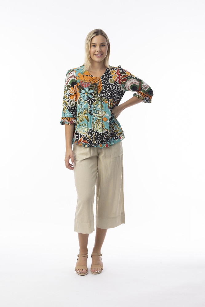 Guaratiba Top 3/4 Sleeve Print