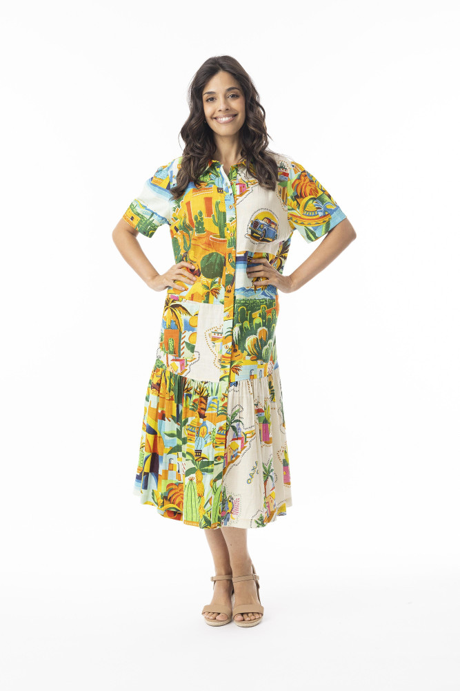 Guatemala Dress Patch Collar Print