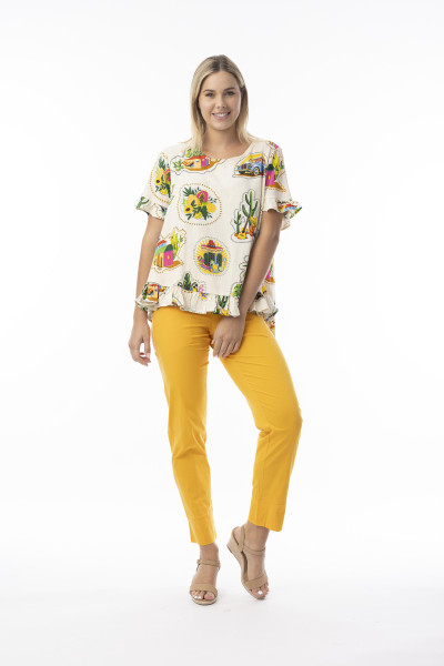 Guatemala Top Frill Print