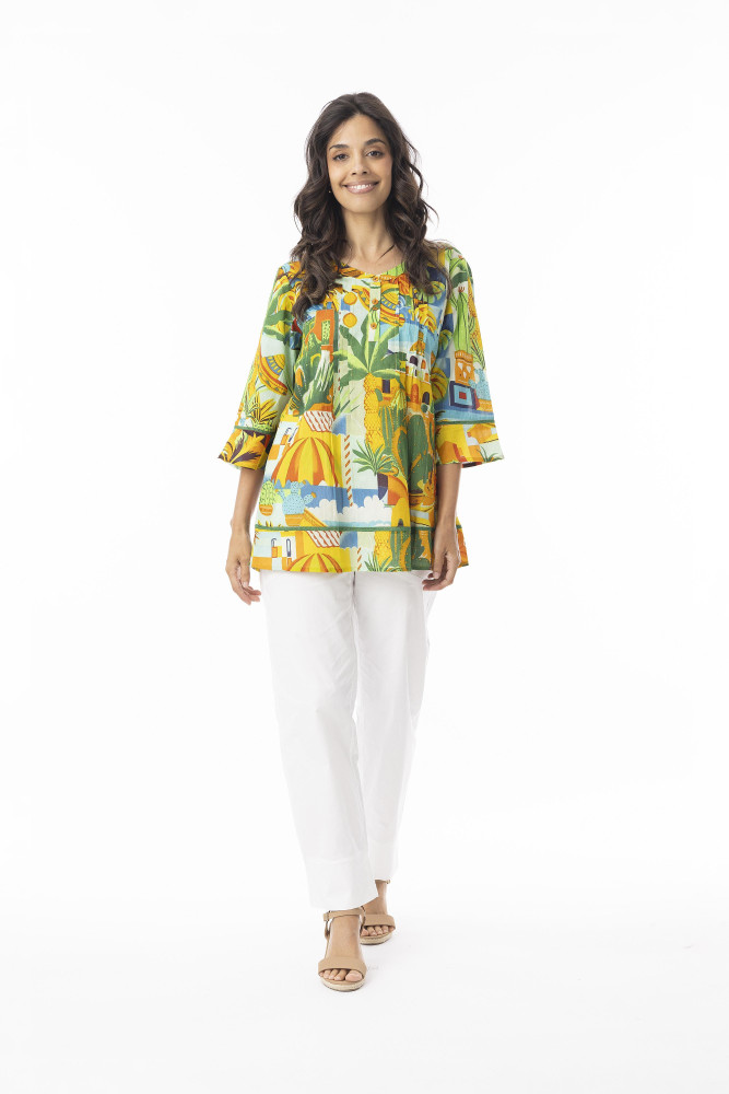 Guatemala Top Pleated Print