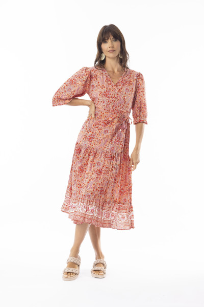 Hazel Dress V Puff Sleeve Print