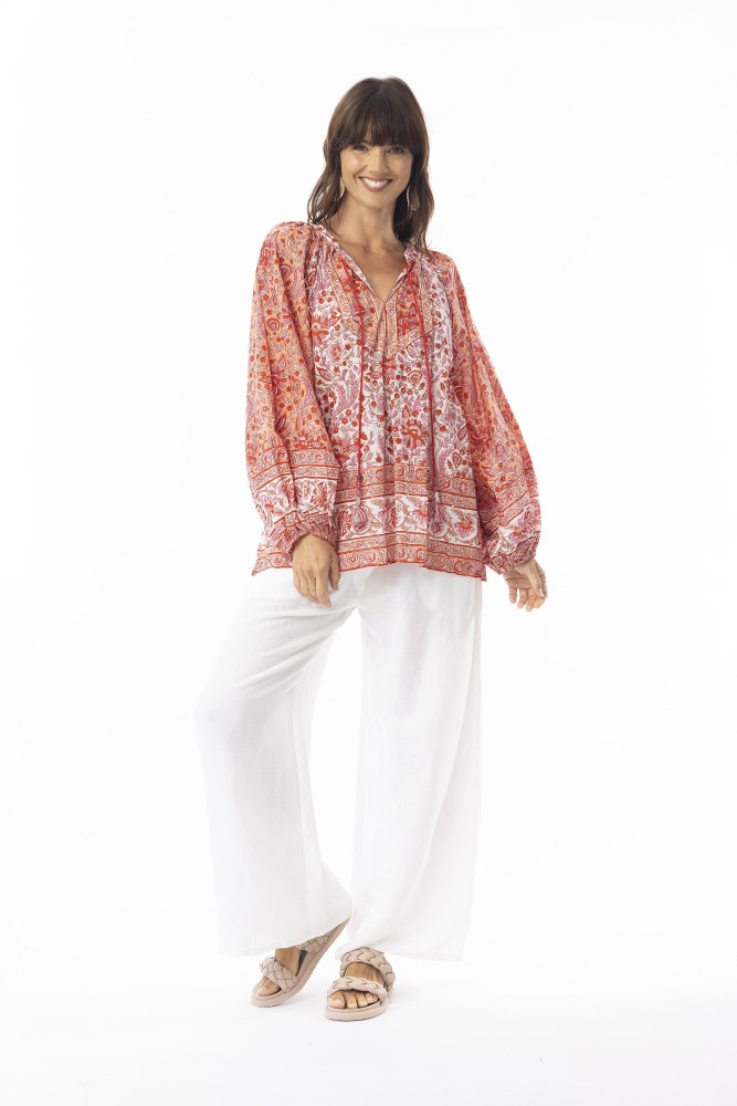 Hazel Top Boho Print