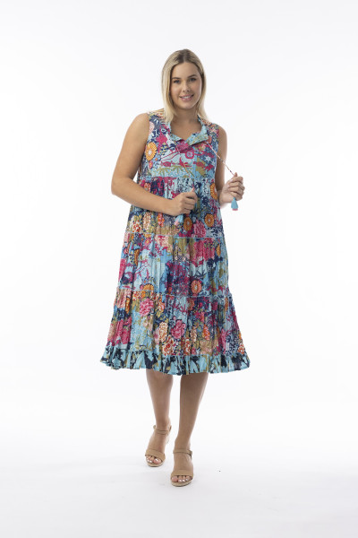 Ikebana Dress Layers Sleeveless Print