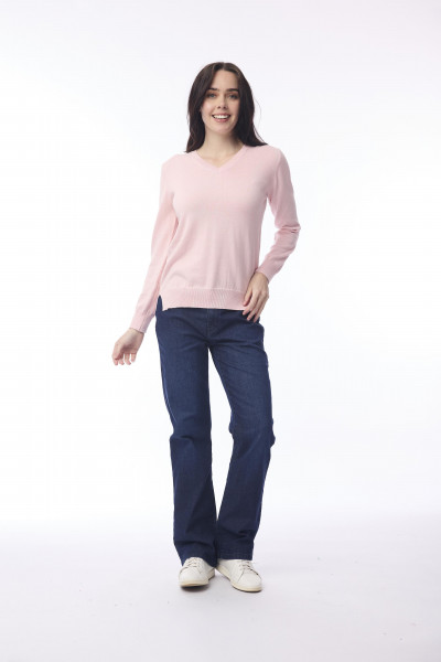 Knit Jumper V Neckline Blush Pink