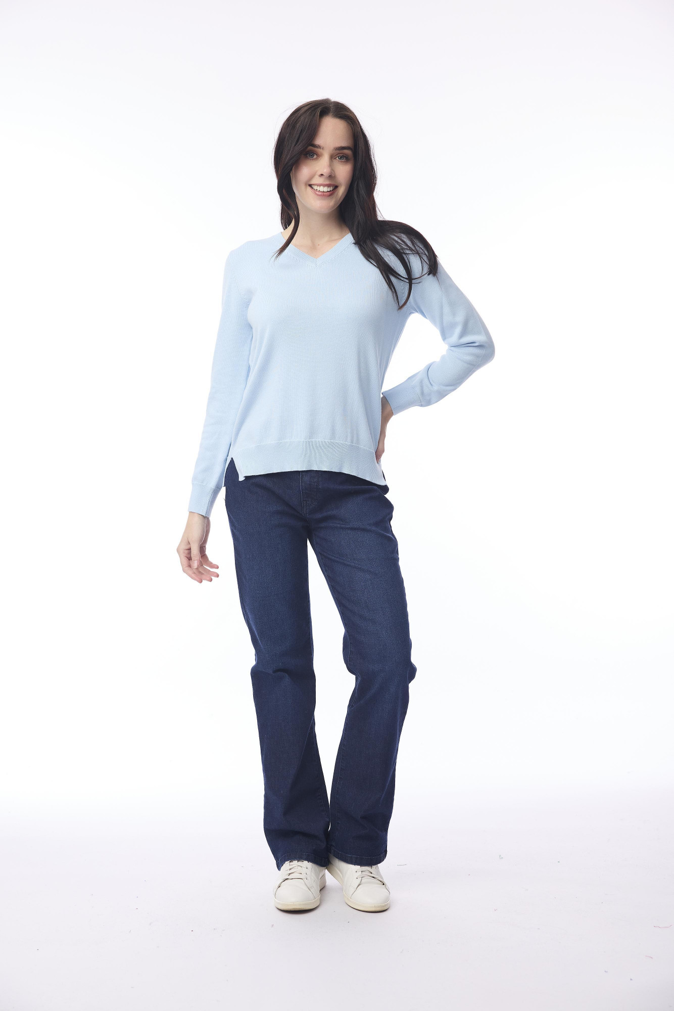 Knit Jumper V Neckline Powder Blue