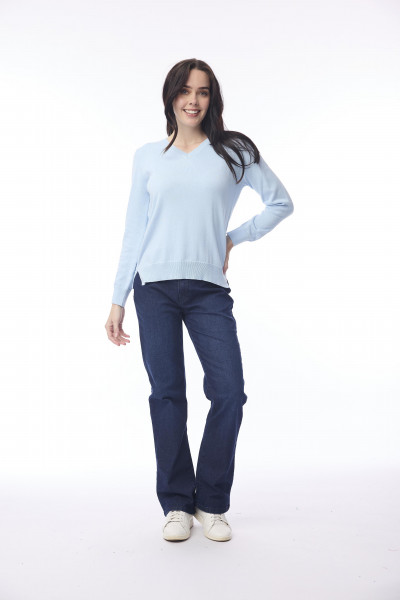 Knit Jumper V Neckline Powder Blue