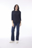 Knit Top Boat Neck 3/4 Slv Navy