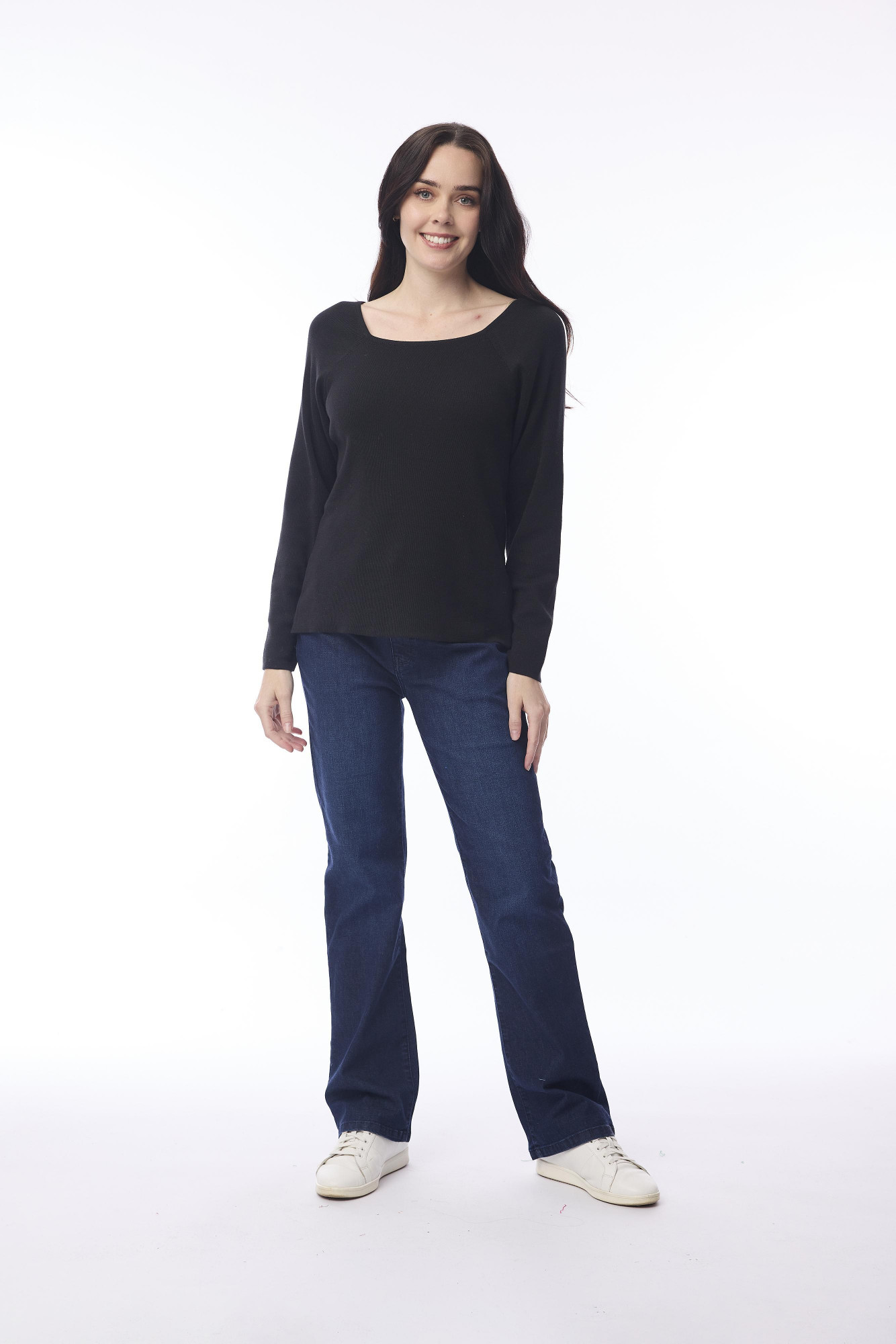 Knit Jumper Square Neckline Black