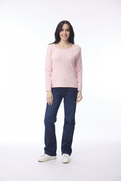 Knit Jumper Square Neckline Blush Pink