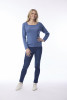 Knit Jumper Square Neckline Denim Melange