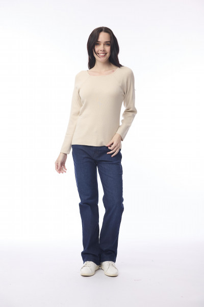 Knit Jumper Square Neckline Natural Melange