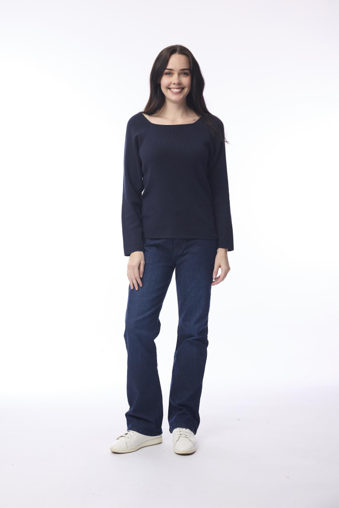 Knit Jumper Square Neckline Navy