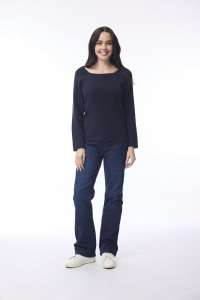 Knit Jumper Square Neckline Navy