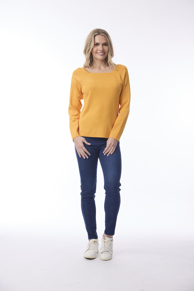 Knit Jumper Square Neckline Orange