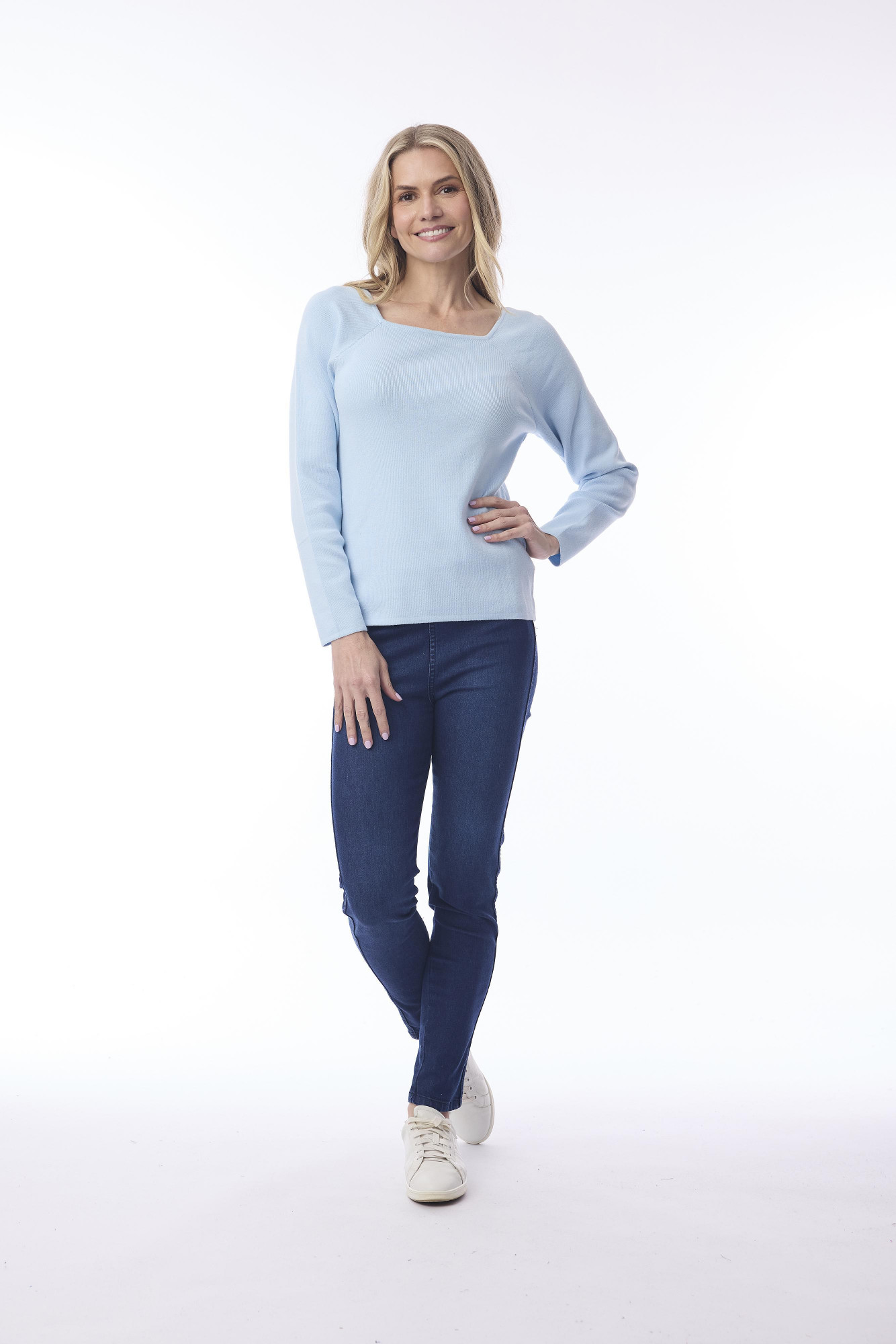 Knit Jumper Square Neckline Powder Blue