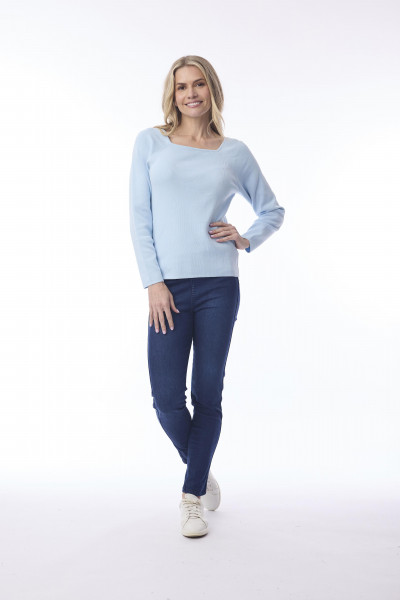 Knit Jumper Square Neckline Powder Blue