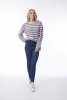 Knit Top R-neck Stripe Slub Blush Pink/Denim