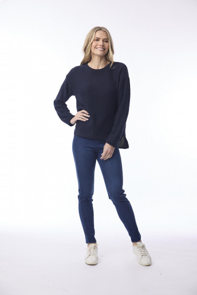 Knit Top R-neck Slub Navy