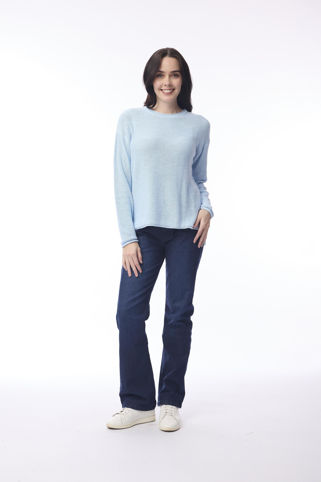 Knit Top R-neck Slub Powder Blue