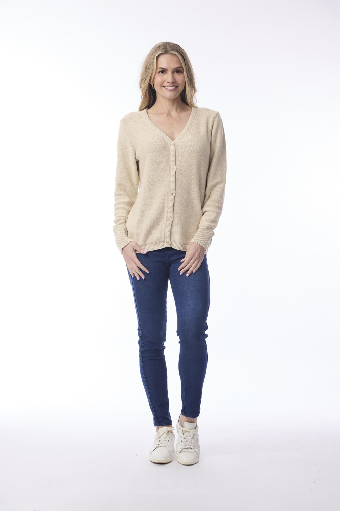 Knit Cardigan Slub Natural Melange