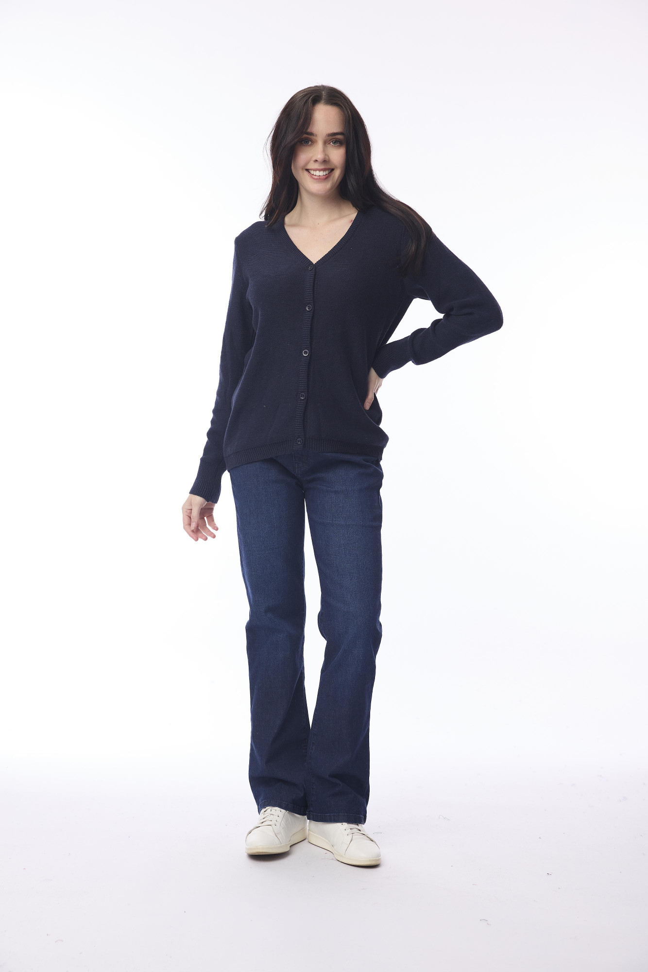 Knit Cardigan Slub Navy