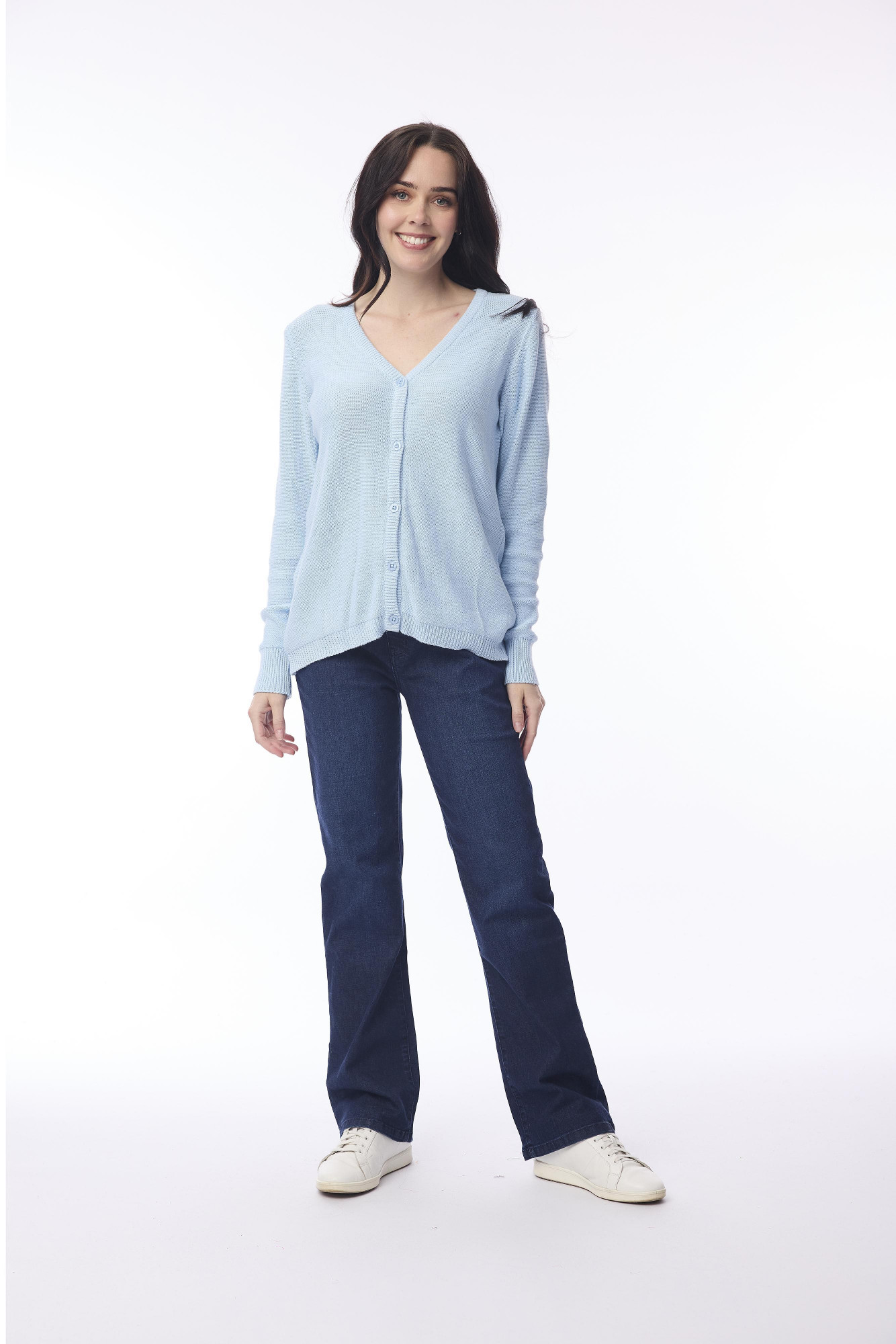 Knit Cardigan Slub Powder Blue