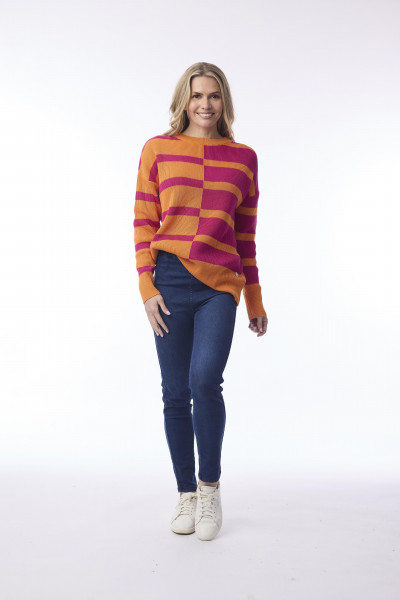 Knit Jumper Stripe Orange/Pink