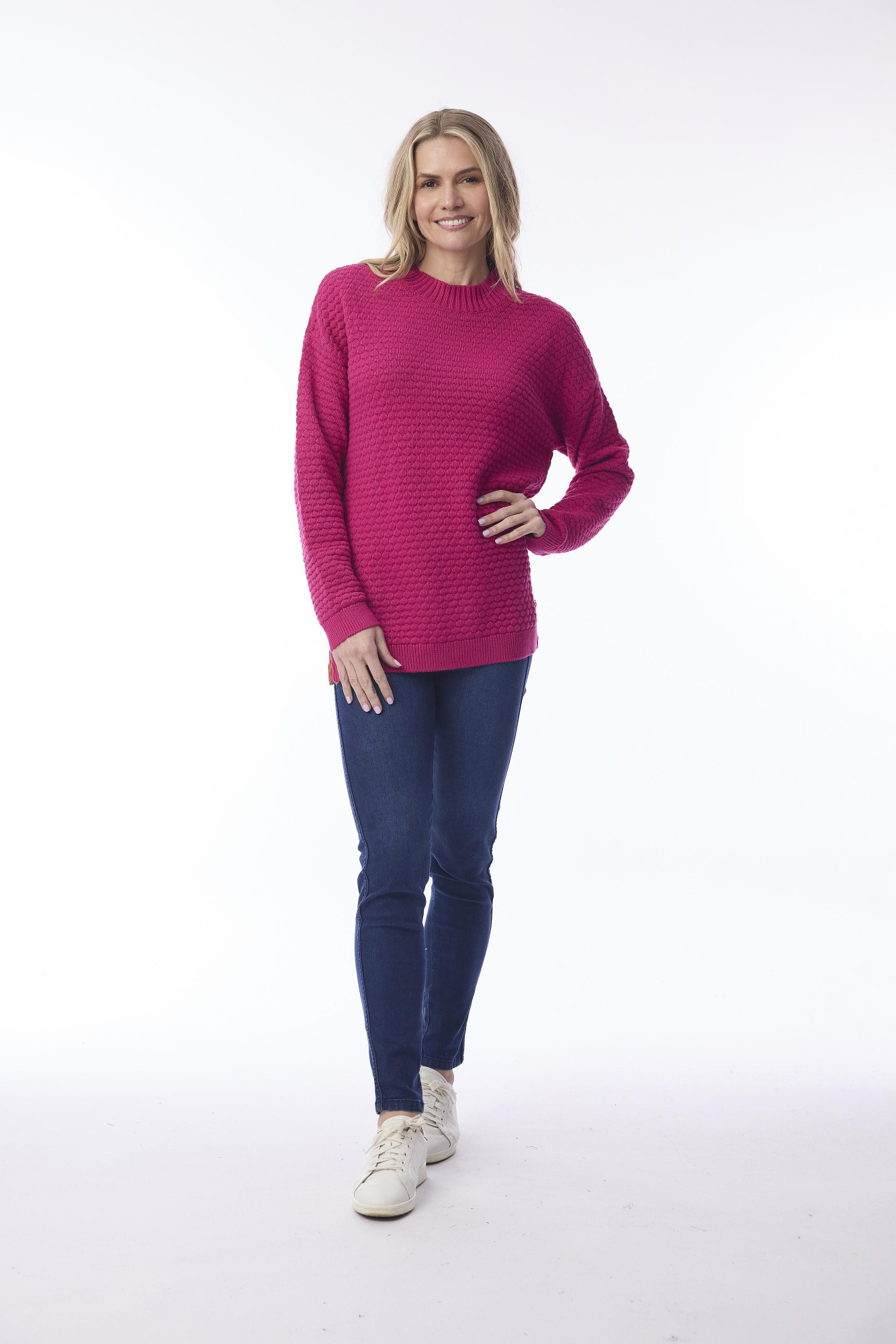 Knit Jumper Waffle Hot Pink