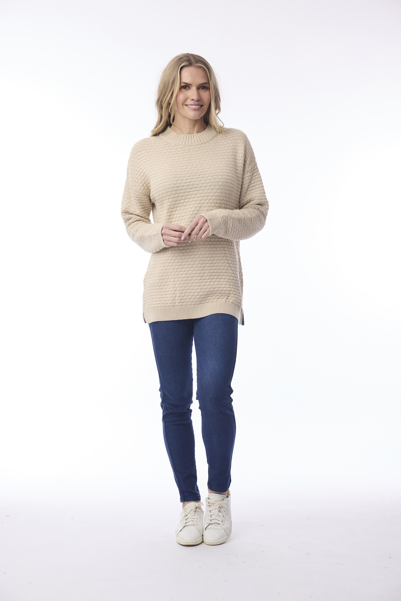 Knit Jumper Waffle Natural Melange