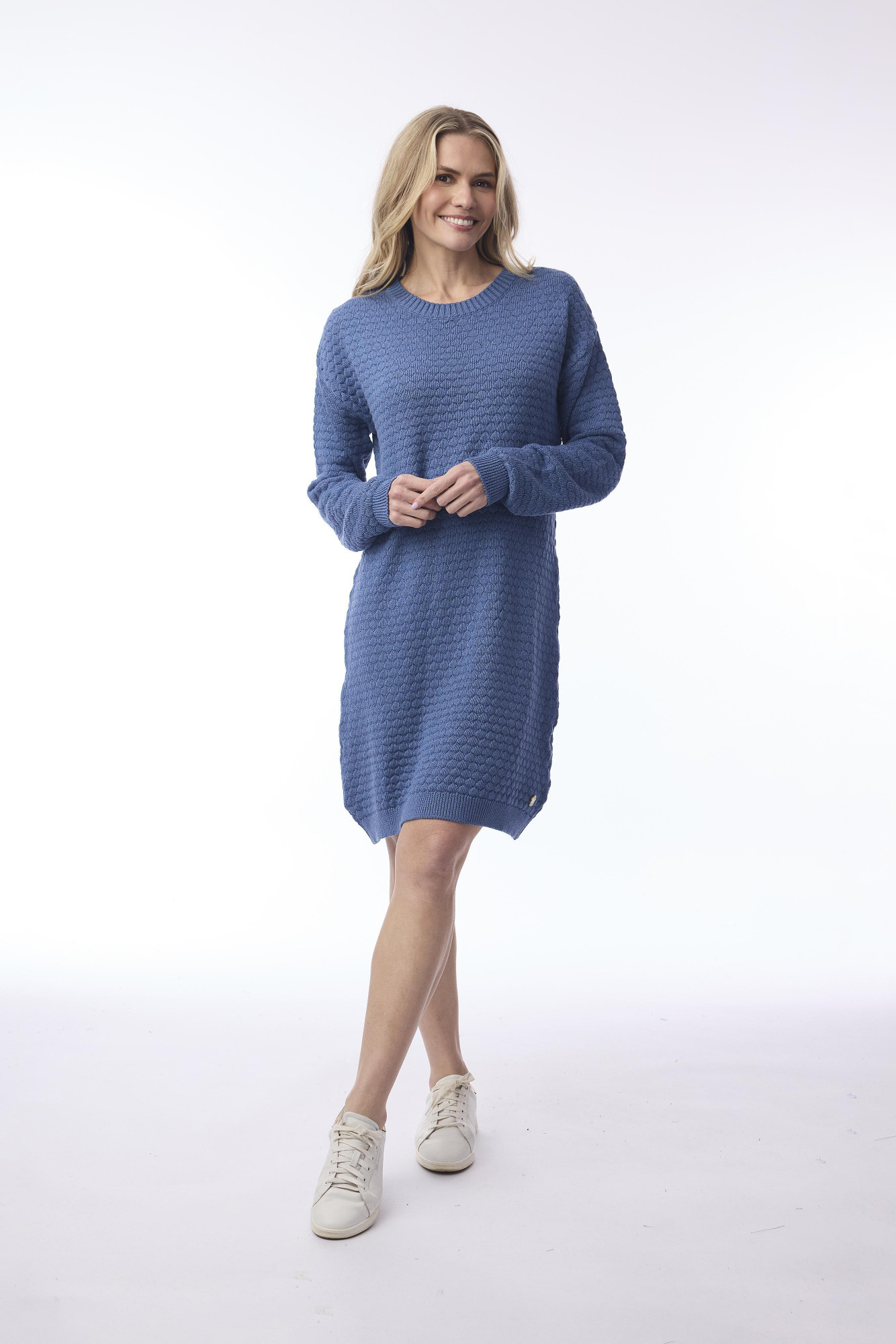 Knit Dress Waffle Denim Melange