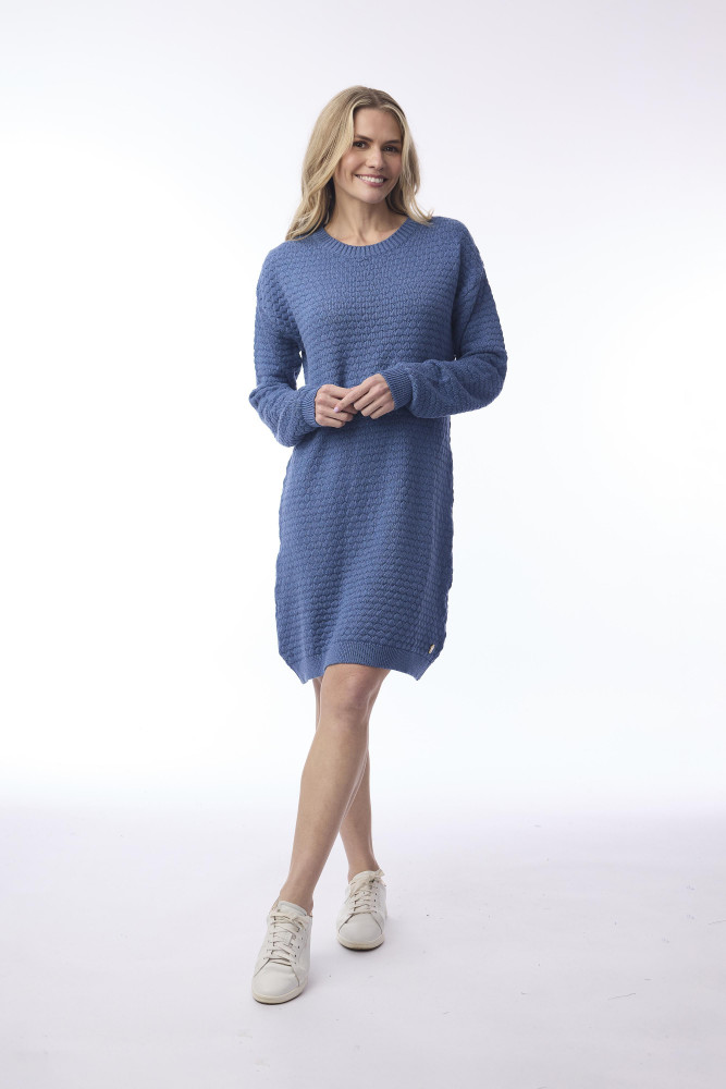Knit Dress Waffle Denim Melange