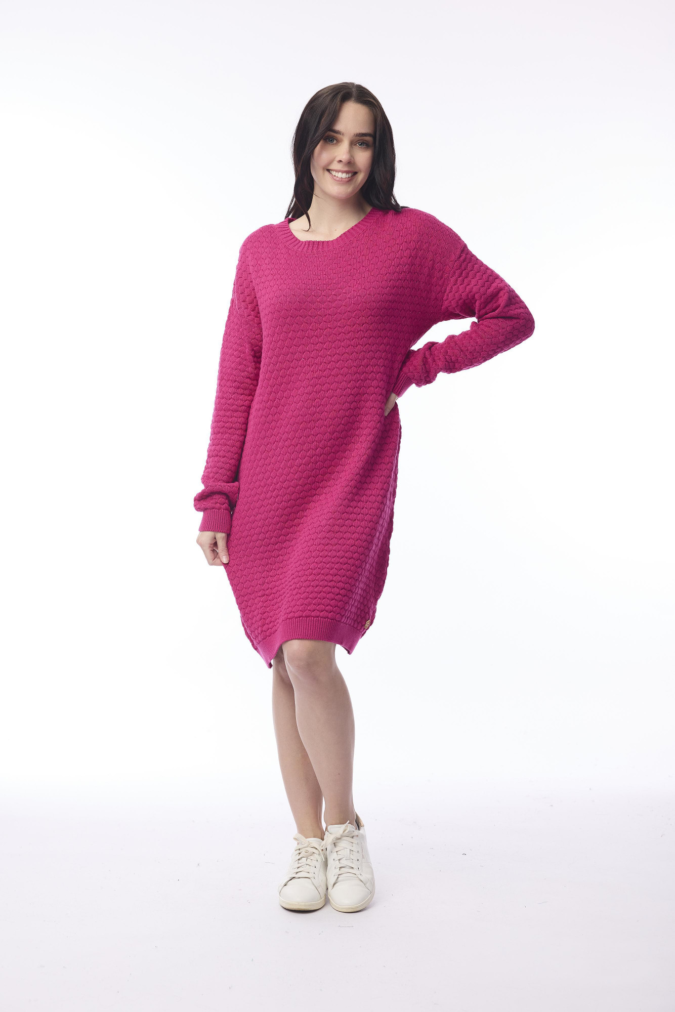 Knit Dress Waffle Hot Pink
