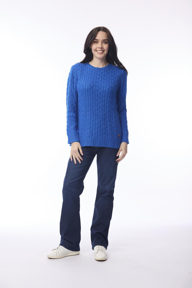 Wool Jumper Crew Neckline Cobalt