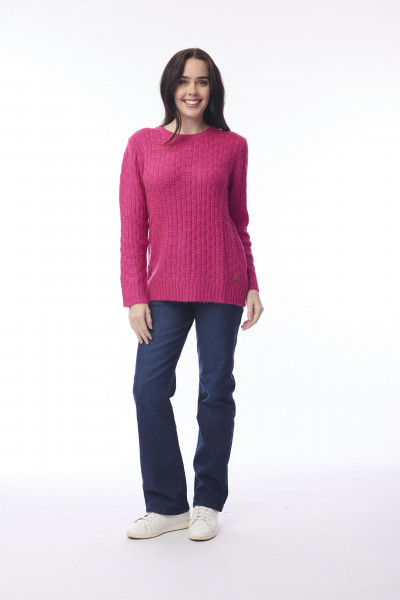 Wool Jumper Crew Neckline Hot Pink